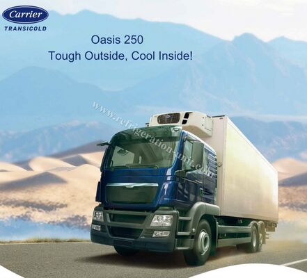 وحدة تبريد Oasis 250 Carrier Transicold متوفرة لشاحنات الصناديق المبردة بطول 5-6 أمتار في درجة حرارة محيطة 40-50 درجة بسعر جيد